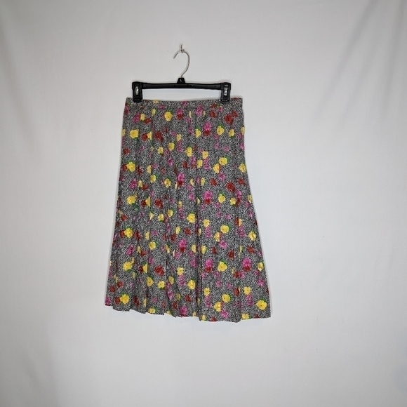 Saks Fifth Ave Skirt by LIHLI Floral Print 100% Silk - Picture 3 of 10